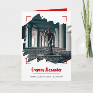 Invitación Graduación de fotos de pincel de edugie roja