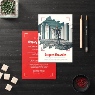 Invitación Graduación de fotos de pincel de edugie roja