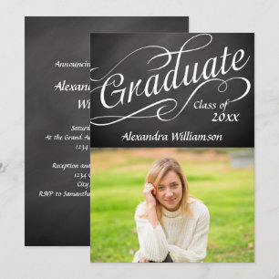 Invitación Graduación de fotos de pizarra de guiones rápidos 