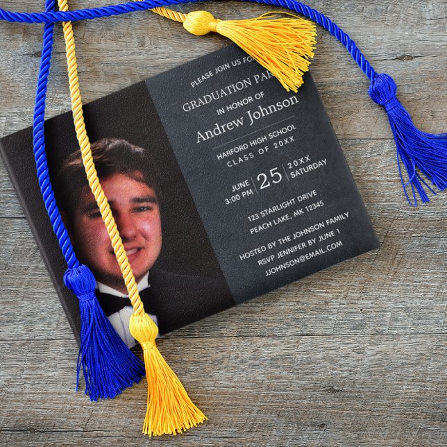 Invitación Graduación de fotos de pizarra negra (Subido por el creador)
