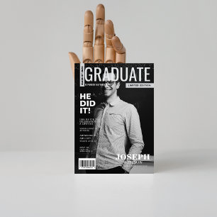 Invitación Graduación de fotos de revistas de color blanco ne