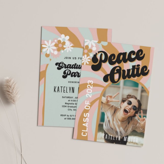 Invitación Graduación de fotos del Arco de Boho Retro de Peac (Subido por el creador)