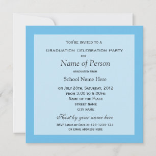 Invitación Graduación de fotos en azul simple, simple y elega