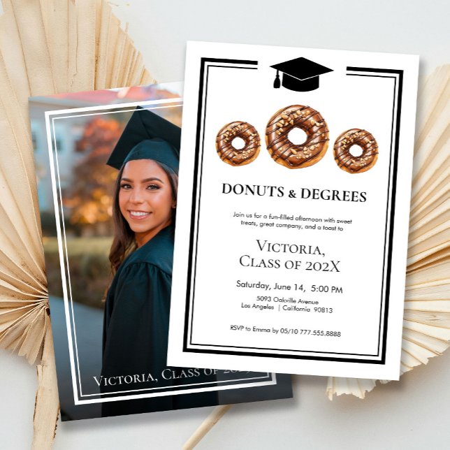 Invitación Graduación de fotos en blanco y negro y grados (Subido por el creador)