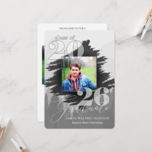 Invitación Graduación de fotos en escala de grises masculina