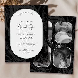 Invitación Graduación de fotos en mármol blanco y negro
