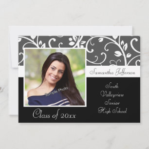 Invitación Graduación de fotos en vides blancas y negras