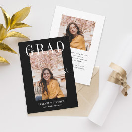 Invitación Graduación de fotos moderna en negro