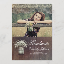 Invitación Graduación de fotos rusticas de Mason Jar por el a
