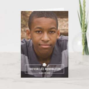 Invitación Graduación de fotos simple y moderna doblada