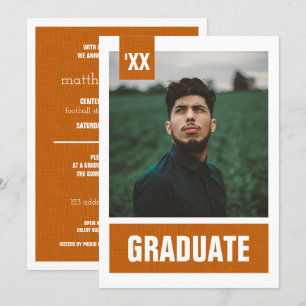 Invitación Graduación de fotos texturadas de Naranja quemado 