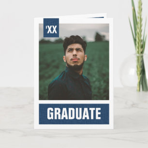 Invitación Graduación de fotos texturizadas de Marina Blue Mo