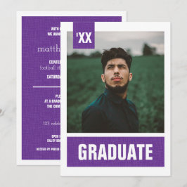 Invitación Graduación de fotos texturizadas en color púrpura