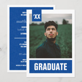 Invitación Graduación de fotos texturizadas en Royal Blue Mod