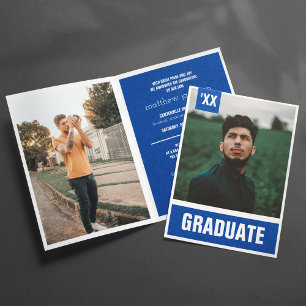 Invitación Graduación de fotos texturizadas en Royal Blue Mod