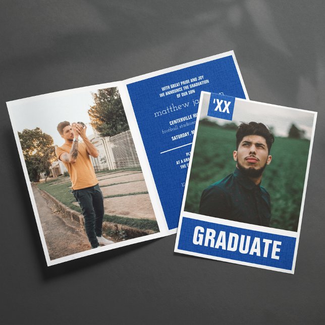 Invitación Graduación de fotos texturizadas en Royal Blue Mod (Subido por el creador)