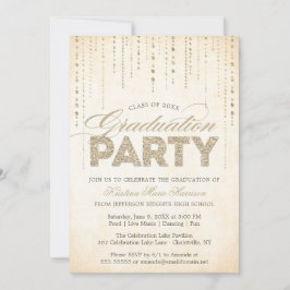 Invitación Graduación de gemas de Purpurina de oro de moda