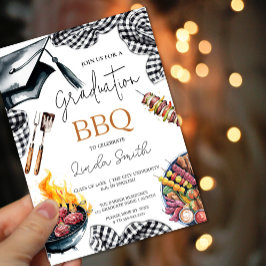 Invitación Graduación de Gingham Rústica BBQ