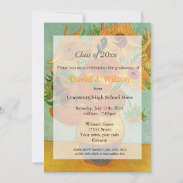 Invitación Graduación de girasoles de arte fino de época