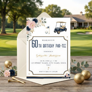 Invitación Graduación de Golf Par-Tee Verde Argyle Acuarela