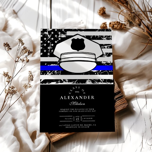 Invitación Graduación de Gorra de la Policía de la Línea Azul (Subido por el creador)