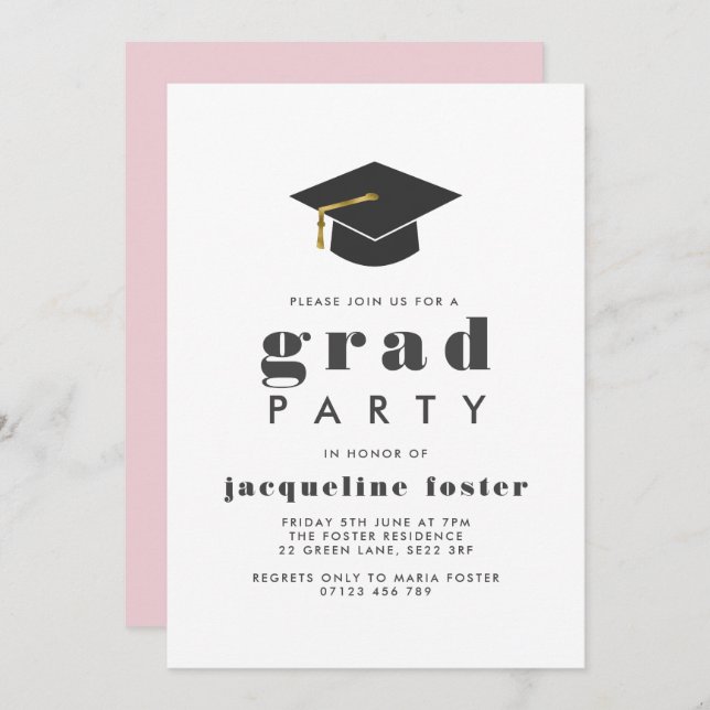 Invitación Graduación de Grado de Escritura y Típografía (Anverso / Reverso)
