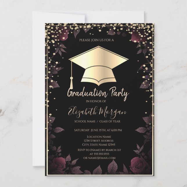 Invitación Graduación de Grado de Oro de Diamantes Cap Roses  (Anverso)