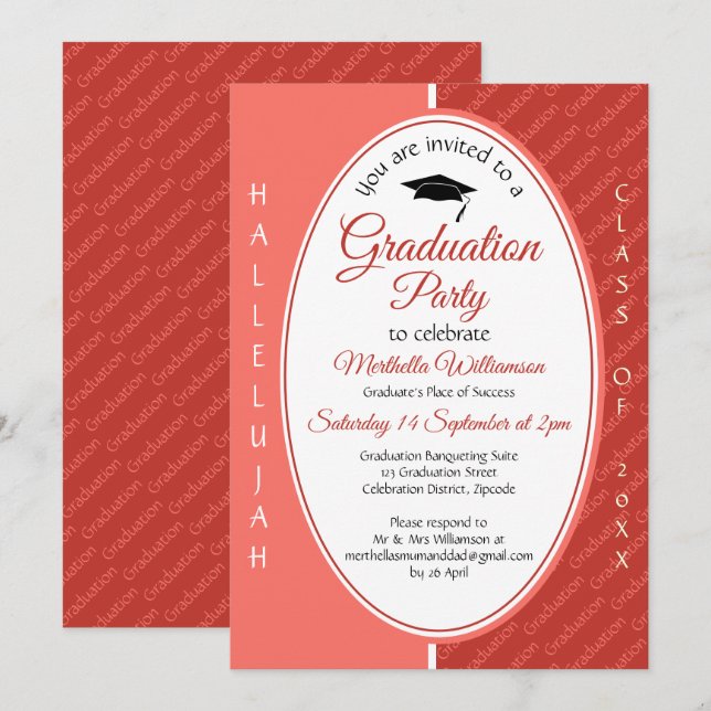 Invitación Graduación de Graduación de HALLELUJAH Personaliza (Anverso / Reverso)