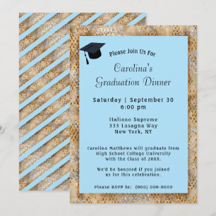 Invitación Graduación de Graduación de la Cena Cap Blue