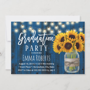 Invitación Graduación de granero de la Marina Rustica Floral