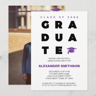 Invitación Graduación de gránulos y letras de GRADUADO en neg