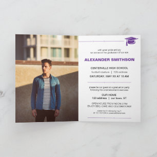 Invitación Graduación de gránulos y letras de GRADUADO en neg