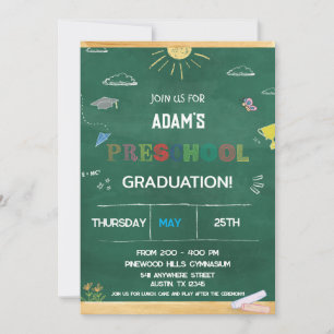 Invitación Graduación de Green Chalkboard pre k