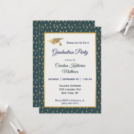 Invitación Graduación de gris pizarra de las gotitas de lluvi
