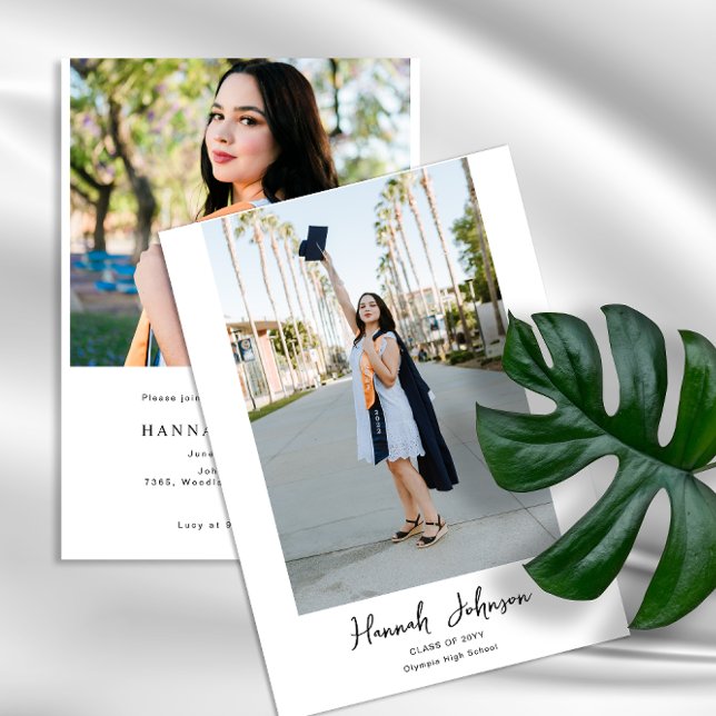 Invitación Graduación de guión de caligrafía fotográfica pers (Subido por el creador)