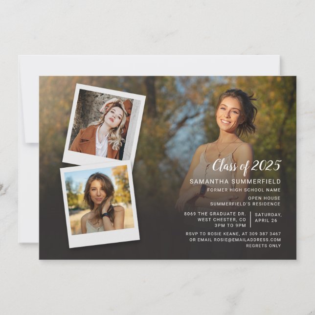 Invitación Graduación de guión de Collage de fotos para Fiest (Anverso)