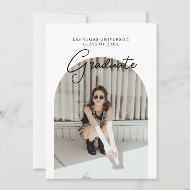 Invitación Graduación de guión Fiesta de foto de dos lados en (Anverso)