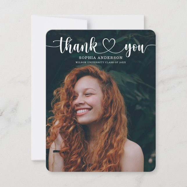 Invitación Graduación de guiones de corazón Gracias Cartas (Anverso)