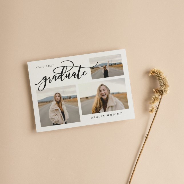 Invitación Graduación de guiones Fiesta simple de 3 Collages  (Subido por el creador)