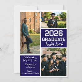 Invitación Graduación de imagen en color editable minimalista