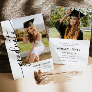 Invitación Graduación de imágenes con guión moderno