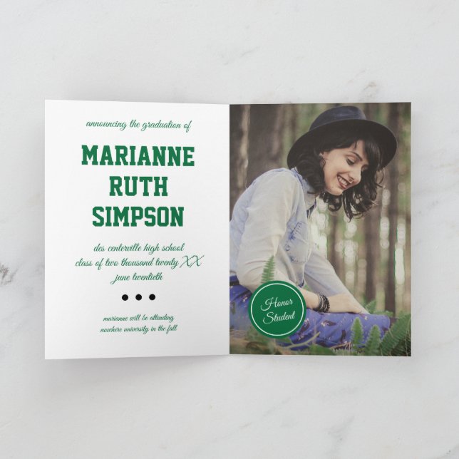 Invitación Graduación de imágenes de círculos verdes (Interior)