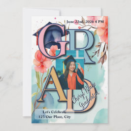 Invitación Graduación de imágenes en color agua