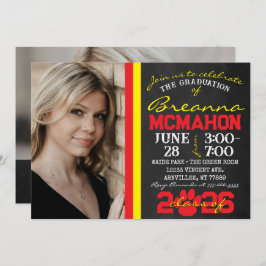 Invitación Graduación de impresión de hojas rojas y amarillas