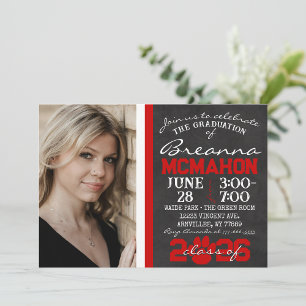 Invitación Graduación de impresión de pata roja y blanca 2 fo