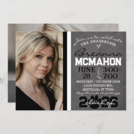 Invitación Graduación de impresión de pintura en blanco y neg