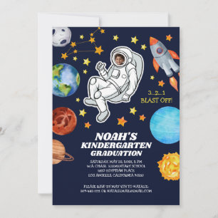 Invitación Graduación de jardín de infancia de astronauta esp