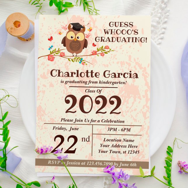 Invitación Graduación de jardín de infantes Owl Funny (Subido por el creador)