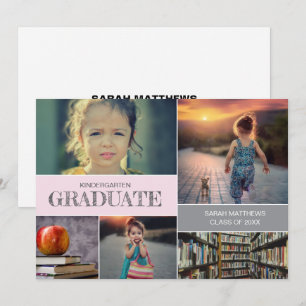 Invitación Graduación de jardín de infantes rosa collage de f