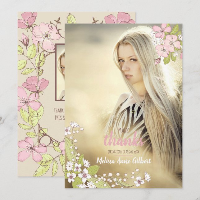 Invitación Graduación de jardín secreto Gracias Foto (Anverso / Reverso)